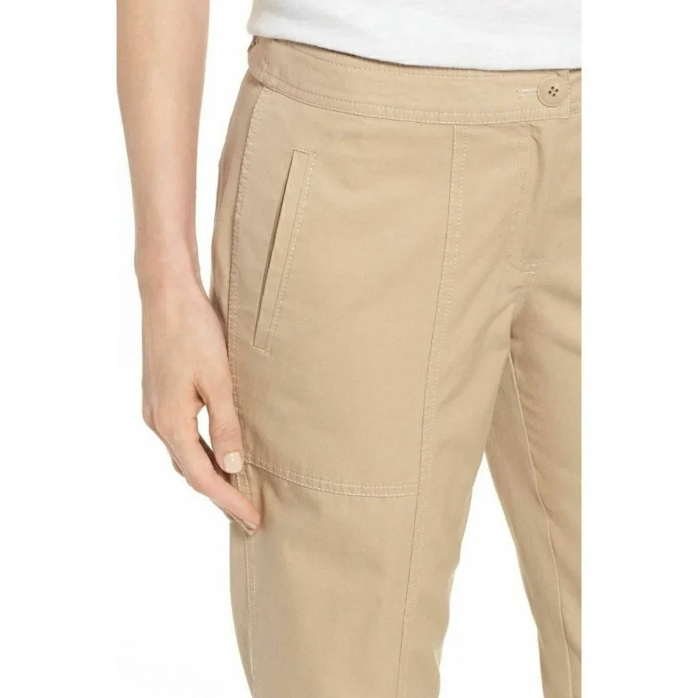 $229 Nordstrom Signature Women's Crop Pants Beige Cement Size 4 NWOT - Picture 6 of 16